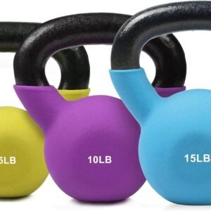 Neoprene Coated Solid Cast Iron Kettlebell 5 10 15 20 25 30 35 40 45 50 LB. Great for Full Body Workout. Cross-Training. Weight Loss & Strength Training