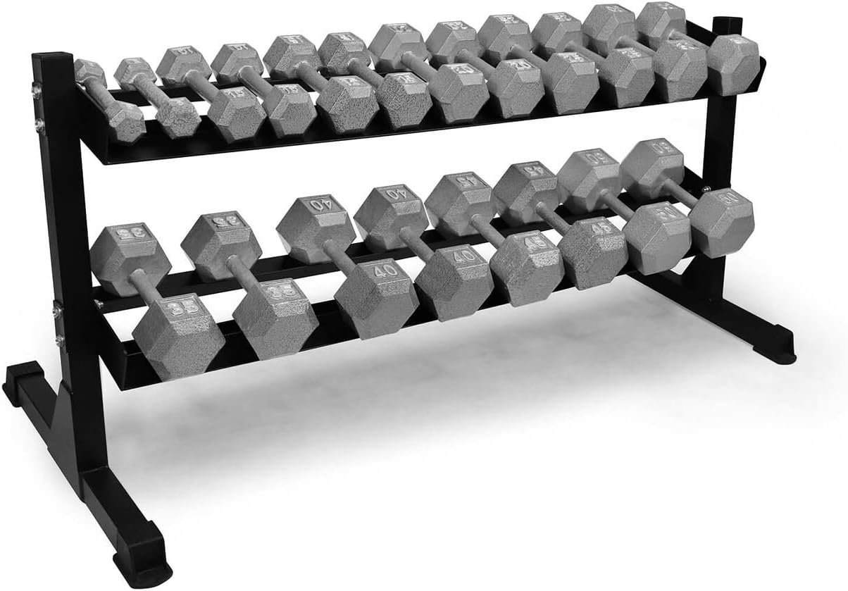 Cast Iron Dumbbell Set. Solid Hexagon Grey Dumbbell Set. Strength Training Free Weights for Women & Men